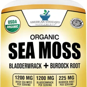 American Standard Supplements sea moss capsules container photographed against a plain background
