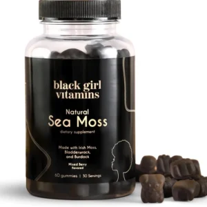 Black Girl Vitamins sea moss gummies bottle photographed against a plain background