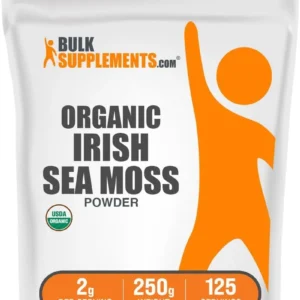 BulkSupplements sea moss powder container photographed against a plain background