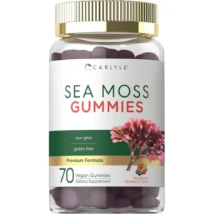 Carlyle sea moss gummies bottle photographed against a plain background