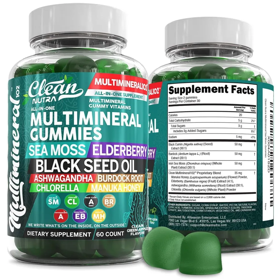 Clean Nutraceuticals sea moss gummies bottle photographed against a plain background