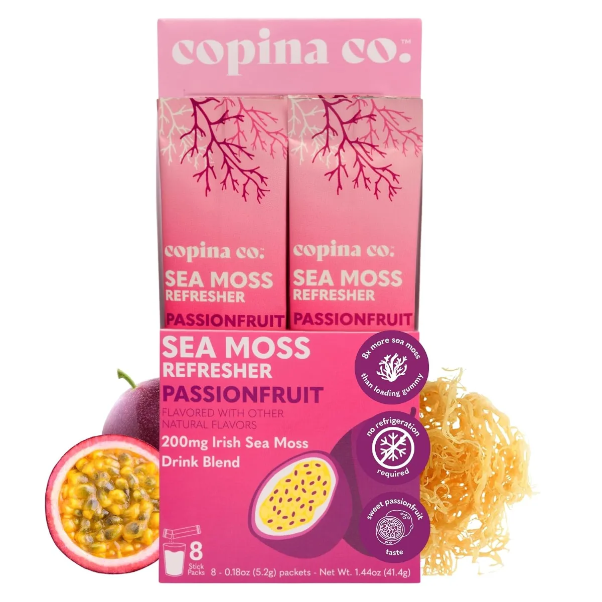 Copina Co. sea moss powder container photographed against a plain background