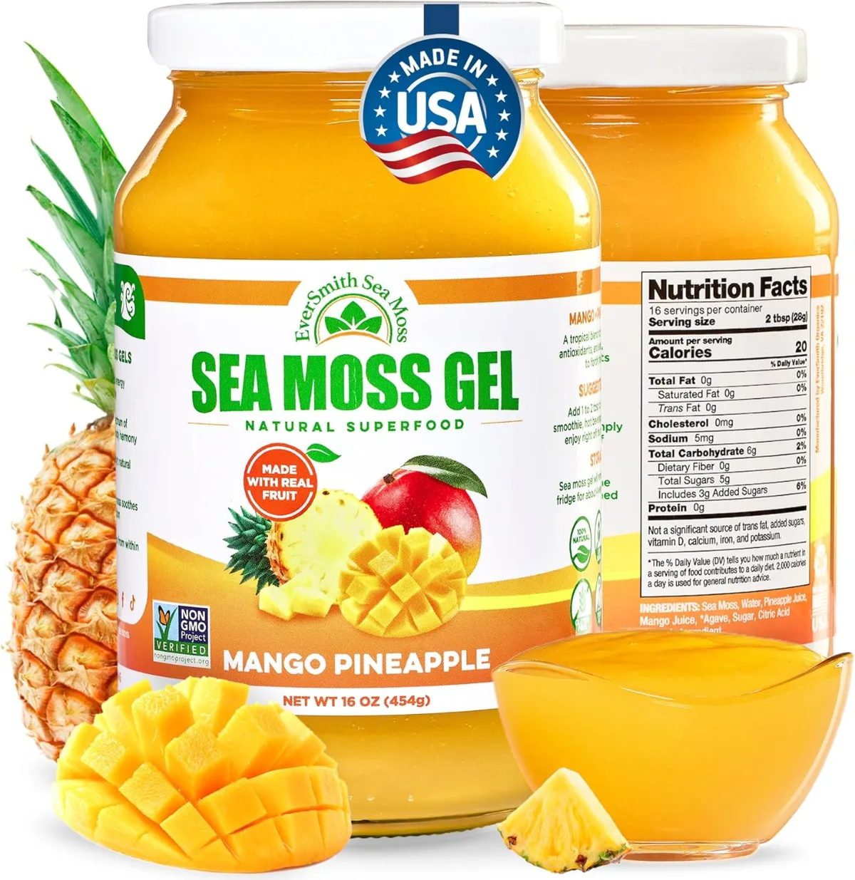 EverSmith Organics sea moss gel container photographed against a plain background