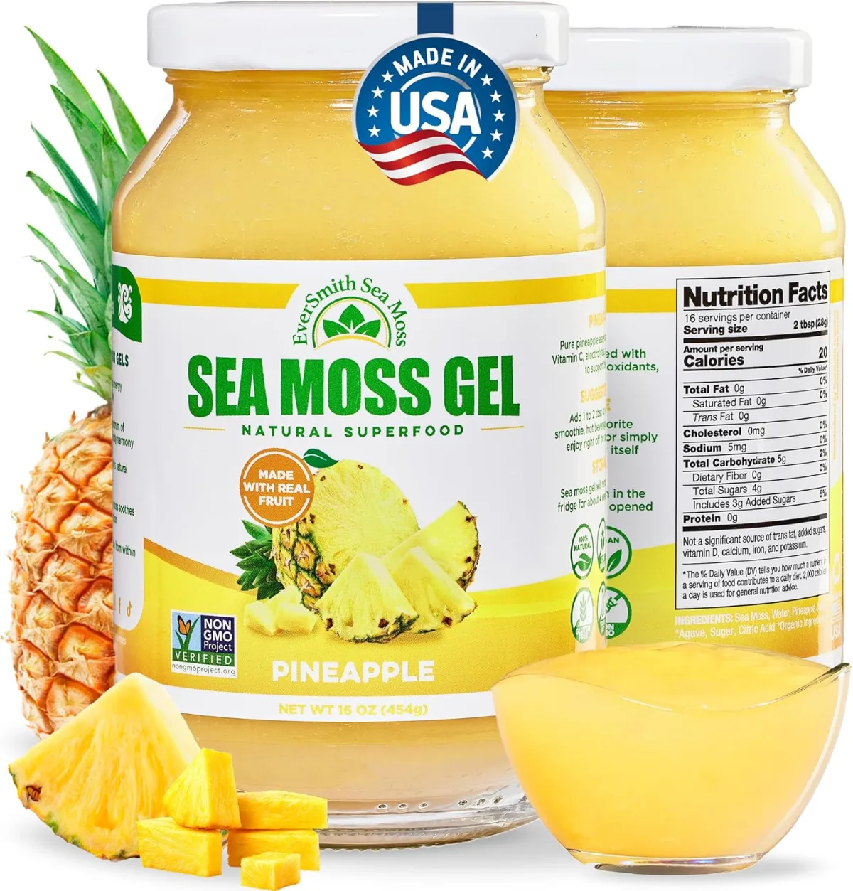 EverSmith Organics sea moss gel container photographed against a plain background