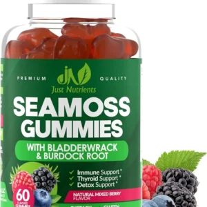 Just Nutrients sea moss gummies bottle photographed against a plain background