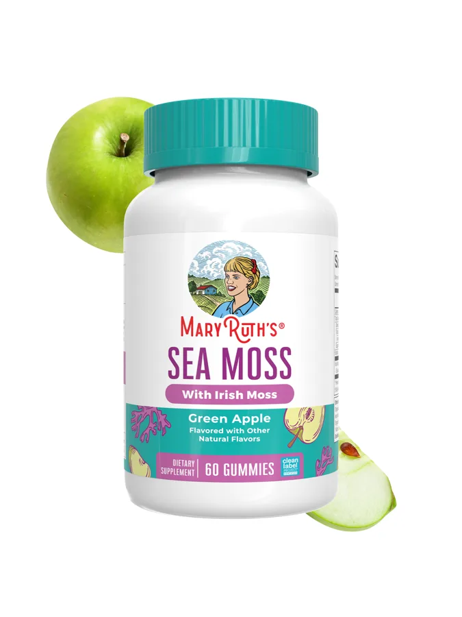 MARYRUTH'S sea moss gummies bottle photographed against a plain background