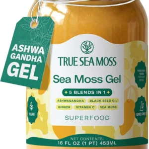 TrueSeaMoss sea moss gel container photographed against a plain background