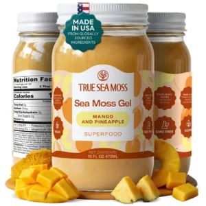 TrueSeaMoss sea moss gel container photographed against a plain background