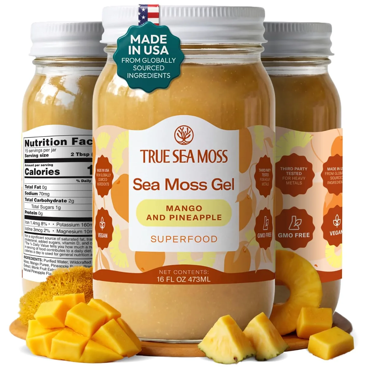 TrueSeaMoss sea moss gel container photographed against a plain background