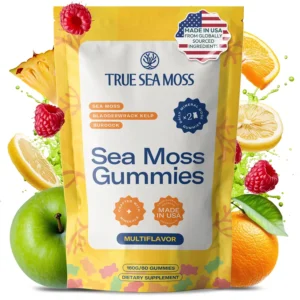 TrueSeaMoss sea moss gummies bottle photographed against a plain background