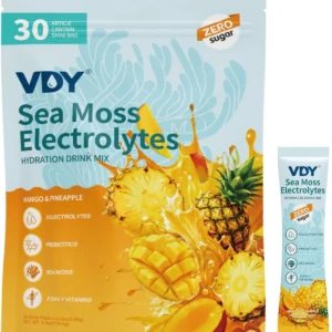 VDY sea moss powder container photographed against a plain background