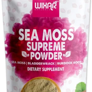 Wixar Naturals sea moss powder container photographed against a plain background