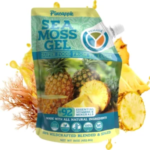 Yemaya sea moss gel container photographed against a plain background